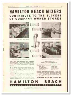 Hamilton Beach Company 1936 vintage ice cream ad Mixers Fountain