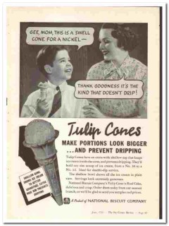 National Biscuit Company 1936 vintage ice cream ad Tulip Cones drip