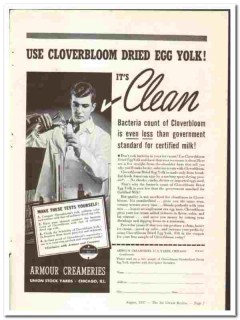 Armour Creameries 1937 vintage ice cream ad Dried Egg Yolk bacteria