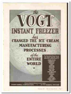 Cherry-Burrell Corp 1937 vintage ice cream ad Vogt Instant Freezer Cherry-Burrell Corp 1937 vintage ice cream ad Vogt Instant Freezer