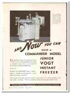 Cherry-Burrell Corp 1937 vintage ice cream ad Commander Junior Freezer Cherry-Burrell Corp 1937 vintage ice cream ad Commander Junior Freezer