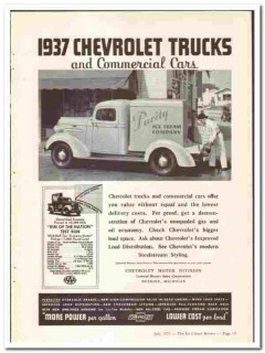 General Motor Sales Corp 1937 vintage truck ad Chevrolet ice cream General Motor Sales Corp 1937 vintage truck ad Chevrolet ice cream