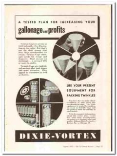 Dixie-Vortex Company 1937 vintage ice cream ad Twinkle Cups profits Dixie-Vortex Company 1937 vintage ice cream ad Twinkle Cups profits