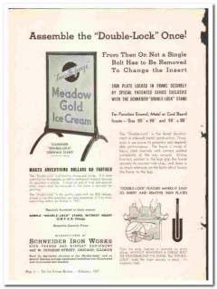 Schneider Iron Works 1937 vintage ice cream ad sign frames Double-Lock