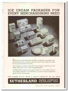 Sutherland Paper Company 1937 vintage ice cream ad packages