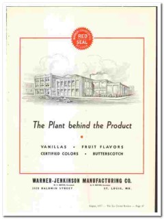 Warner-Jenkinson Mfg Company 1937 vintage ice cream ad Plant Product