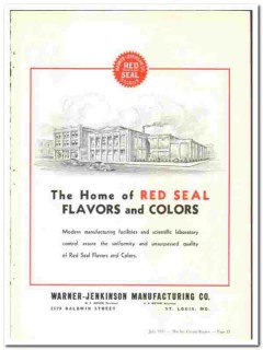 Warner-Jenkinson Mfg Company 1937 vintage ice cream ad flavors colors