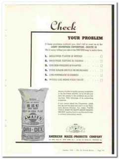 American Maize Products Company 1938 vintage ice cream ad Dri-Dex American Maize Products Company 1938 vintage ice cream ad Dri-Dex