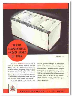 Anheuser-Busch Inc 1938 vintage ice cream ad Big Bertha cabinet Anheuser-Busch Inc 1938 vintage ice cream ad Big Bertha cabinet