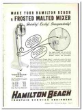 Hamilton Beach Company 1938 vintage ice cream ad Mixer frosted malted