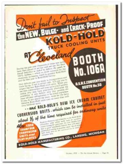 Kold-Hold Mfg Company 1938 vintage ice cream ad Truck Cooling Units