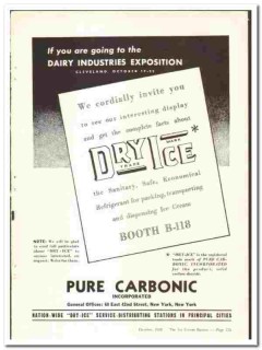 Pure Carbonic Inc 1938 vintage ice cream ad Dry-Ice dairy exposition Pure Carbonic Inc 1938 vintage ice cream ad Dry-Ice dairy exposition