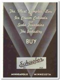 Schaefer Inc 1938 vintage ice cream ad cabinets soda fountains black