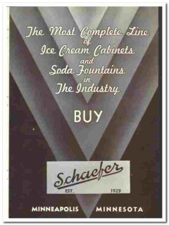 Schaefer Inc 1938 vintage ice cream ad cabinets soda fountains black Schaefer Inc 1938 vintage ice cream ad cabinets soda fountains black