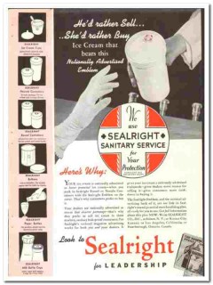 Sealright Company 1938 vintage ice cream ad containers round nestyle
