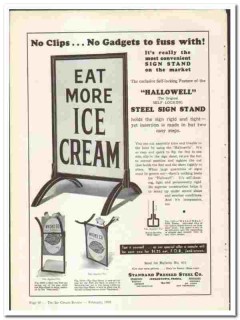 Standard Pressed Steel Company 1938 vintage ice cream ad Sign Stand Standard Pressed Steel Company 1938 vintage ice cream ad Sign Stand