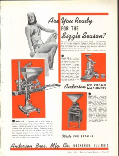 Anderson Bros Mfg Company 1939 vintage ice cream ad Sizzle Season Anderson Bros Mfg Company 1939 vintage ice cream ad Sizzle Season