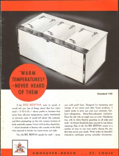 Anheuser-Busch Inc 1939 vintage ice cream ad cabinet Big Bertha warm Anheuser-Busch Inc 1939 vintage ice cream ad cabinet Big Bertha warm