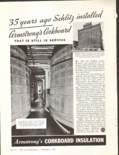 Armstrong Cork Company 1939 vintage ice cream ad Schlitz Brewing