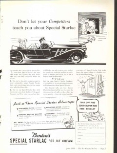 Borden Company 1939 vintage ice cream ad Special Starlac dry milk