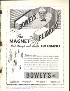 Boweys Inc 1939 vintage ice cream ad Flavors magnet customers