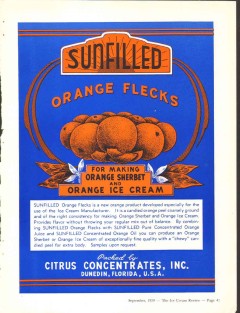 Citrus Concentrates Inc 1939 vintage ice cream ad Orange Flecks Citrus Concentrates Inc 1939 vintage ice cream ad Orange Flecks