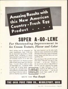 Ohio Pure Food Company 1939 vintage ice cream ad Super A-Go-Lene egg