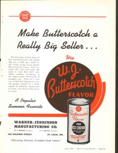 Warner-Jenkinson Mfg Company 1939 vintage ice cream ad Butterscotch
