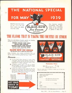 Welch Fruit Products Company 1939 vintage ice cream ad Black Kow