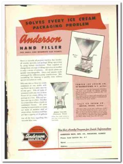 Anderson Bros Mfg Company 1947 vintage ice cream ad Hand Filler solves Anderson Bros Mfg Company 1947 vintage ice cream ad Hand Filler solves