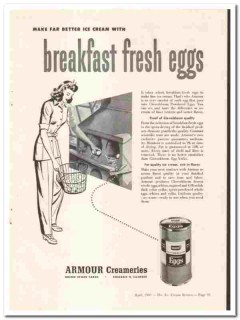 Armour Creameries Inc 1947 vintage ice cream ad breakfast fresh eggs