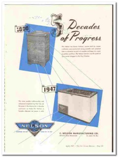 C Nelson Mfg Company 1947 vintage ice cream ad Cabinets progress