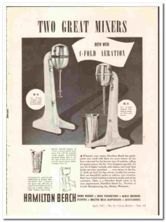 Hamilton Beach Company 1947 vintage ice cream ad Mixer 4-Fold Aeration