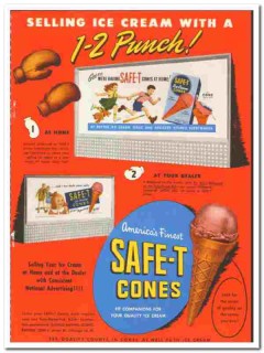 Illinois Baking Corp 1947 vintage ice cream ad Safe-T Cones punch