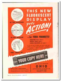 Ohio Advertising Display Company 1947 vintage ice cream ad Fluorescent