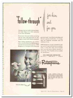 Oval Wood Dish Corp 1947 vintage ice cream ad Ritespoons OWD