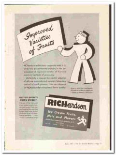 RICHardson Corp 1947 vintage ice cream ad Improved Varieties Fruits RICHardson Corp 1947 vintage ice cream ad Improved Varieties Fruits