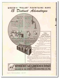 Robert M Green Sons 1947 vintage ice cream ad Polar Fountains