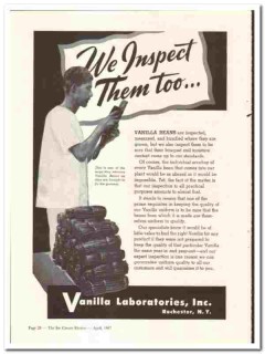 Vanilla Laboratories Inc 1947 vintage ice cream ad beans inspect