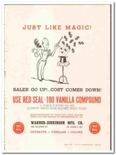 Warner-Jenkinson Mfg Company 1947 vintage ice cream ad Vanilla magic