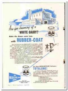 Wilbur Williams Company 1947 vintage paint ad Rubber-Coat Totalume Wilbur Williams Company 1947 vintage paint ad Rubber-Coat Totalume
