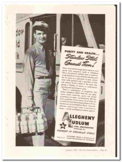 Allegheny Ludlum Steel Corp 1948 vintage metal ad Stainless ice cream Allegheny Ludlum Steel Corp 1948 vintage metal ad Stainless ice cream