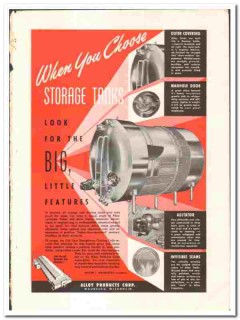 Alloy Products Corp 1948 vintage ice cream ad Storage Tanks features Alloy Products Corp 1948 vintage ice cream ad Storage Tanks features