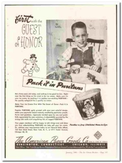 American Paper Goods Company 1948 vintage ice cream ad Puritan cups American Paper Goods Company 1948 vintage ice cream ad Puritan cups