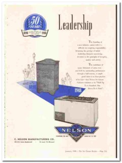 C Nelson Mfg Company 1948 vintage ice cream ad Cabinets leadership