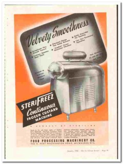 Food Processing Machinery Company 1948 vintage ice cream ad Sterifreez