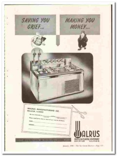 Walrus Mfg Company 1948 vintage ice cream ad soda fountain grief money