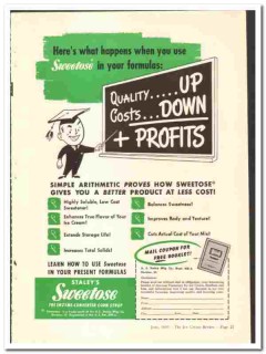 A E Staley Mfg Company 1949 vintage ice cream ad Sweetose profits A E Staley Mfg Company 1949 vintage ice cream ad Sweetose profits