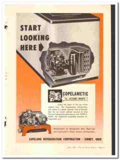 Copeland Refrigeration Corp 1949 vintage ice cream ad Copelametic Copeland Refrigeration Corp 1949 vintage ice cream ad Copelametic