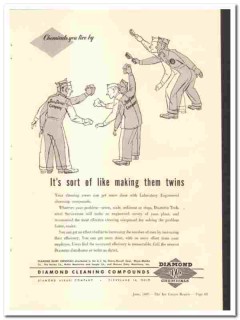 Diamond Alkali Company 1949 vintage ice cream ad cleaning twins Diamond Alkali Company 1949 vintage ice cream ad cleaning twins